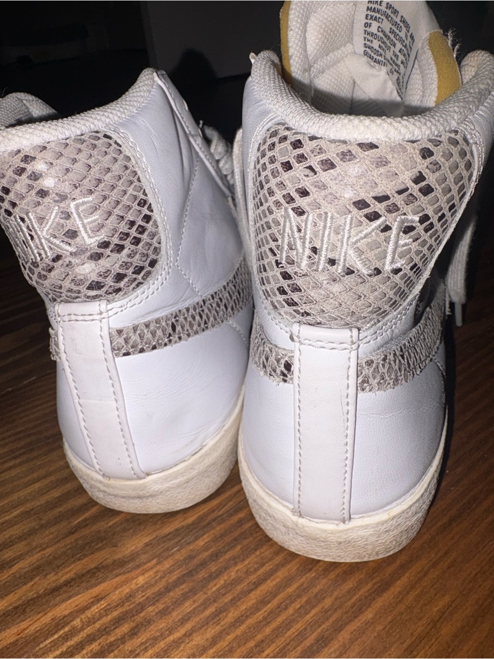 Nike White High-Top Sneakers with Snake-Print Swoosh - Picture 3 of 3